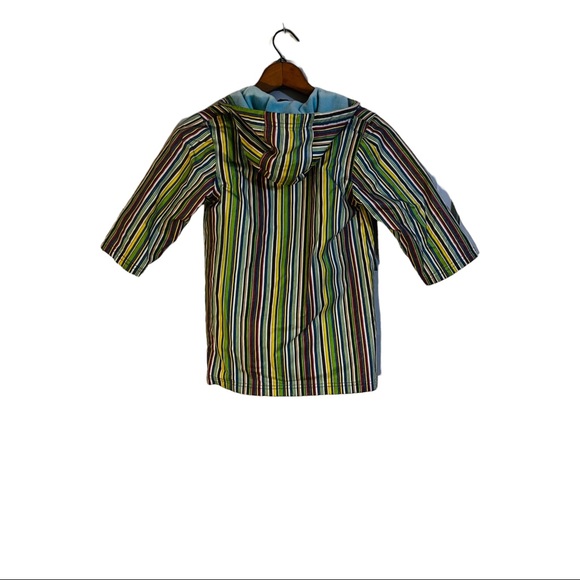 Pluie Pluie Striped Fleece Lined Hood Rain Jacket Coat Girls Boys Unisex Sz 4/5 - Picture 2 of 5
